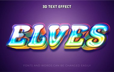 Elfler sihirli 3d düzenlenebilir metin efekti biçimi