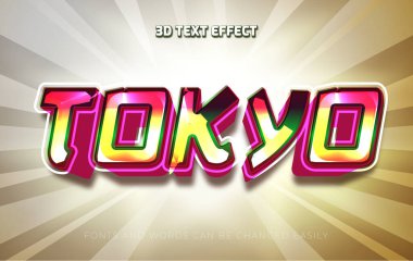 Tokyo kırmızı 3d düzenlenebilir metin efekti biçimi