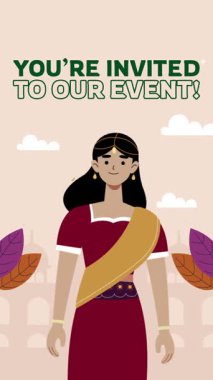Geleneksel Hint Giyimli Kadın Davetiyesi