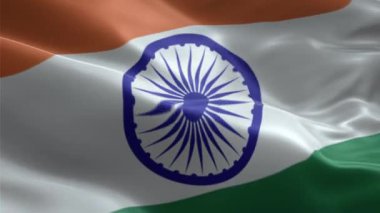 Hindistan 'ın Rüzgarda Dalgalanan Hindistan Bayrağının Yakın Çekimi Bağımsız Yavaş Sürümü