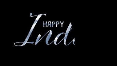 Mutlu Hindistan Bağımsızlık Günü - Siyah Arkaplanda Mavi Zarif Metin Tasarımı