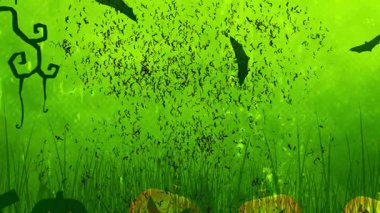 Yeşil Arkaplan ve Yapraklı Cadılar Bayramı Hediye Kartı