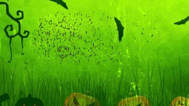 Cadılar Bayramı Başlığı: Yeşil Arkaplan ve Sarmaşıklarla Mutlu Cadılar Bayramı