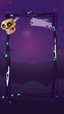 Spooky Animated Halloween Frame with Ghost and Skull.