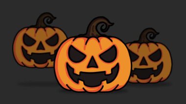 Halloween pumpkins and spooky spider web background