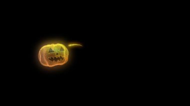 Siyah arkaplanda balkabağı ile neon dikdörtgen.