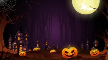 Jack O Lantern ve Perili Ev 'in oynadığı ürkütücü Cadılar Bayramı Gecesi Sahnesi.