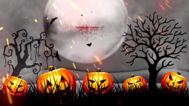 Cadılar bayramı gecesi Balkabakları ve yarasalarla.