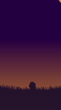 Yeşil Ay 'lı Ürkütücü Mezarlık Sahnesi.