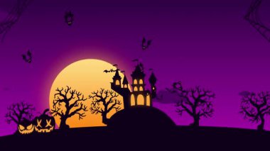 Lanetli Kale ve Dolunay 'la Ürkütücü Cadılar Bayramı Gecesi.