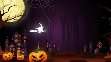 Uçan Cadı ve Fenerlerle Ürkütücü Cadılar Bayramı Gecesi.