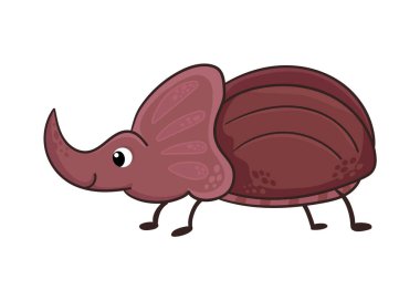 Beyaz arka planda sevimli bir geyik böceği. Çizgi film tarzında böcekle vektör illüstrasyonu