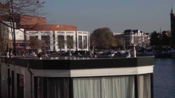 Racci Kanálech Amsterdamu Historická Architektura Evropská Kultura Vysoce Kvalitní Záběry — Stock video