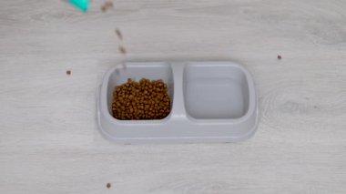 Kuru kedi mamalarını yere döküyorlar. Karmaşık paketlerden küçük parçalar dökülüyorlar. Farklı açıları kapatıyorlar..