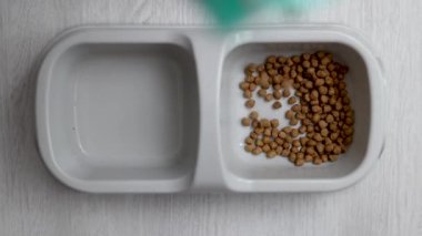 Kuru kedi mamalarını yere döküyorlar. Karmaşık paketlerden küçük parçalar dökülüyorlar. Farklı açıları kapatıyorlar..