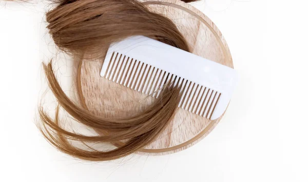 Kobieta Długie Kręcone Włosy Nici Izolowane Kosmetycznego Produktu Pielęgnacyjnego Serum — Zdjęcie stockowe