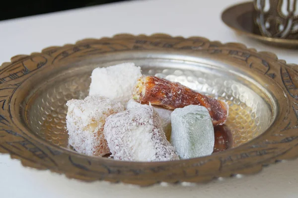 Turkish Delight Lokum Traditional Gelatinous Sweet Soft Candy Jelly Bean — Photo