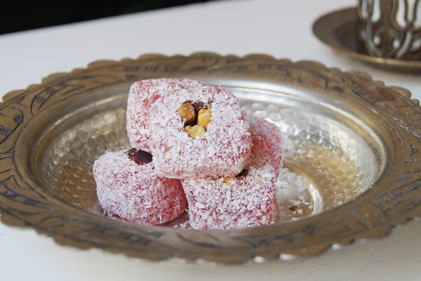 Turkish delight or lokum is a traditional gelatinous sweet, of the soft candy or jelly bean type.