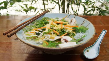 Vegan Vietnamese Pho Soup. Ph, often written as pho, is a traditional Vietnamese dish based on what is generically called a noodle soup.