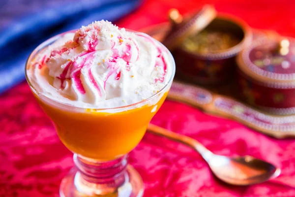 Revitalizing Orange Lassi Popular Indian Sweet Yogurt Drink Made Yogurt — Stok fotoğraf