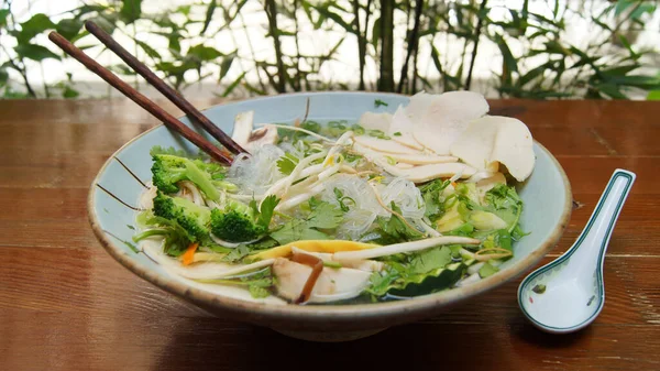 Vegan Vietnamese Pho Soup Often Written Pho Traditional Vietnamese Dish —  Fotos de Stock
