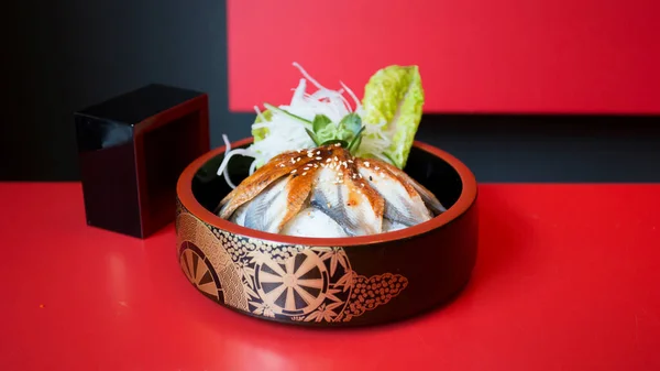 Donburi Eel Sushi Rice Combination Smoked Eel Fish — Stock fotografie