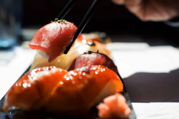 Tuna Nigiri Japanese Restaurant Fish Combination — Φωτογραφία Αρχείου