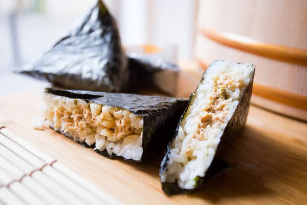 Onigiri Filled Tuna Onigiri Also Known Omusubi Japanese Dish Consists — Φωτογραφία Αρχείου