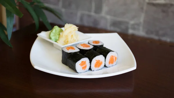 Salmon Maki Japanese Word Maki Means Roll Maki Sushi Therefore —  Fotos de Stock