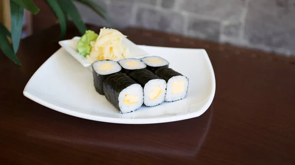 Maki Sushi Rice Seaweed Stuffed Vegetables Vegetarian Ingredients — Foto Stock