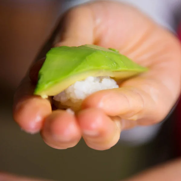 Vegan Nigiri Sushi Green Avocado Vegeterian Japanese Food — Φωτογραφία Αρχείου