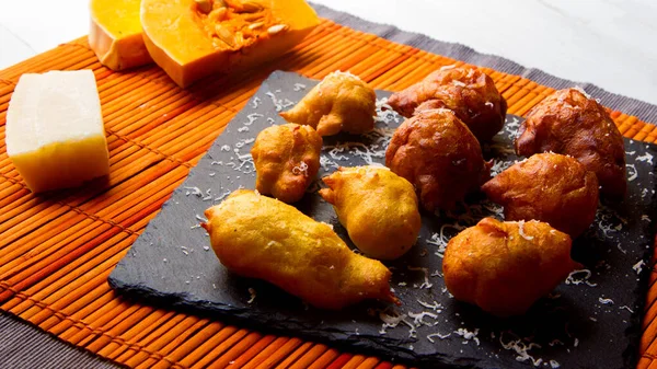 Fritters Prepared Flour Pumpkin Traditional Spanish Recipe — Stockfoto