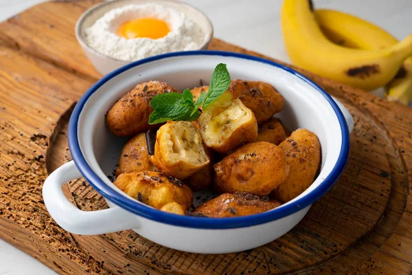 Frittiertes Mit Mehl Und Banane Zubereitet Traditionelle Spanische Rezepte — Stockfoto