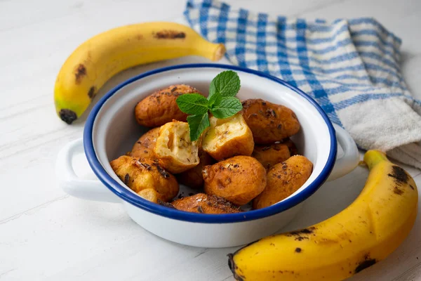 Frittiertes Mit Mehl Und Banane Zubereitet Traditionelle Spanische Rezepte — Stockfoto