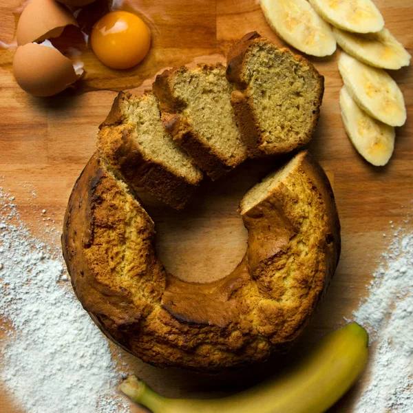 Banana Bread Type Bread Made Pulp Banana Fruit Generally Leavened — Photo