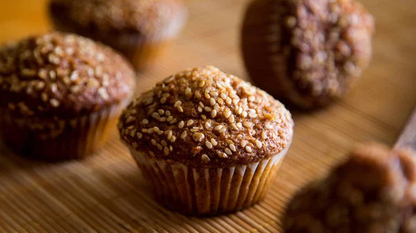 Whole Wheat Muffins Whole Wheat Flour Sesame —  Fotos de Stock