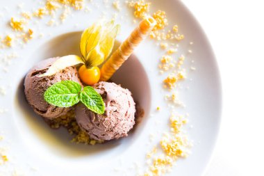 Artisanal chocolate flavored Italian ice cream