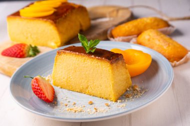 Egg Flan or Pudding made with organic eggs, yolks, milk, sugar and liquid caramel to cover it