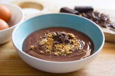 Homemade chocolate custard made with pure cocoa.