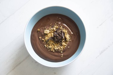 Homemade chocolate custard made with pure cocoa.