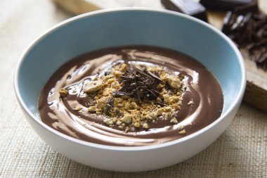 Homemade chocolate custard made with pure cocoa.