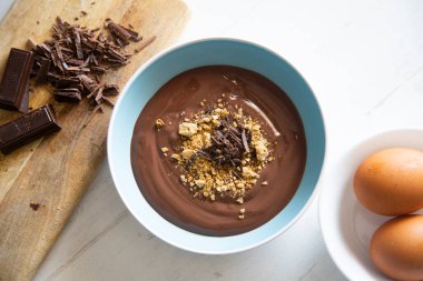 Homemade chocolate custard made with pure cocoa.