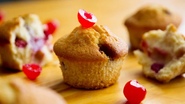 Cherry Muffin Made German Patisserie —  Fotos de Stock