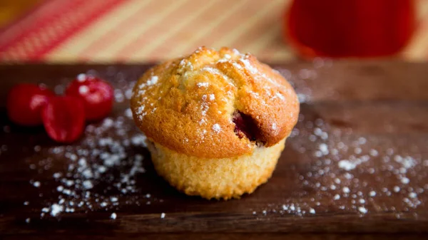 Cherry Muffin Made German Patisserie — Fotografia de Stock