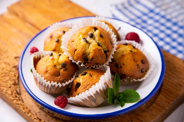 Chocolate Chips Muffin Made German Patisserie — Foto Stock