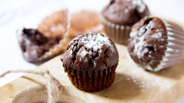 Chocolate Muffins Chocolate Chips — Fotografia de Stock