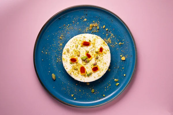Cheesecake Mus Fransız Kökenli Bir Tatlıdır Tabanı Sertleşene Kadar Yumurta — Stok fotoğraf