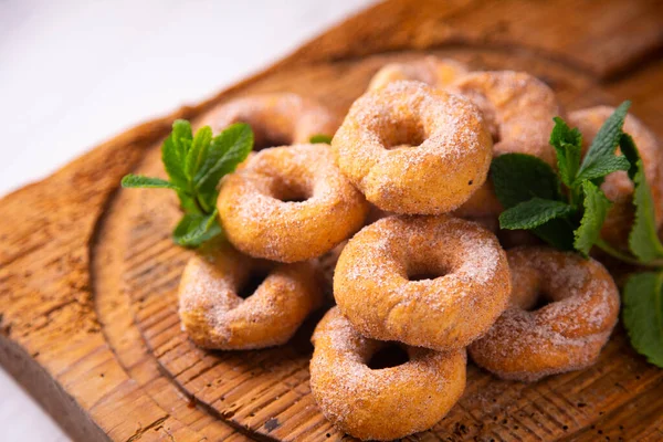 Traditional Spanish Fried Donuts Made Lemon Cinnamon — Zdjęcie stockowe