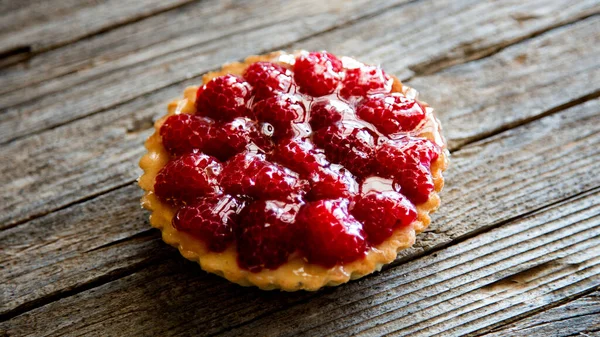 Raspberry Tarts Plate Raspberries — Stock Photo, Image