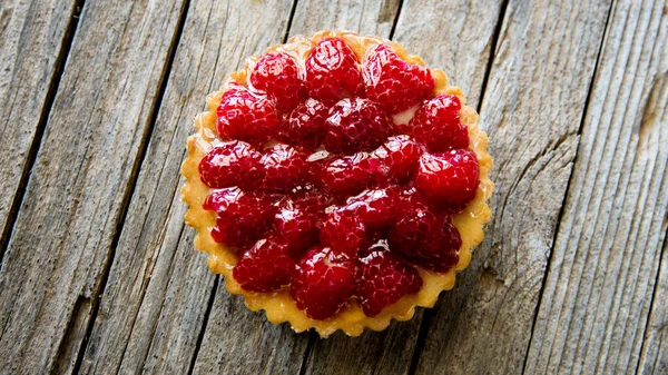 Raspberry Tarts Plate Raspberries — Stock Photo, Image